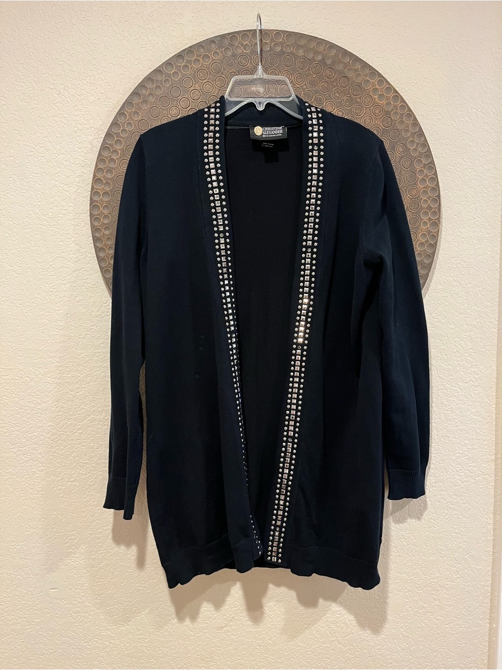Christine Alexander Embellished Open Front Cardigan Black Medium